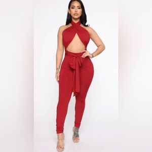 Fashion Nova Red Jumpsuit